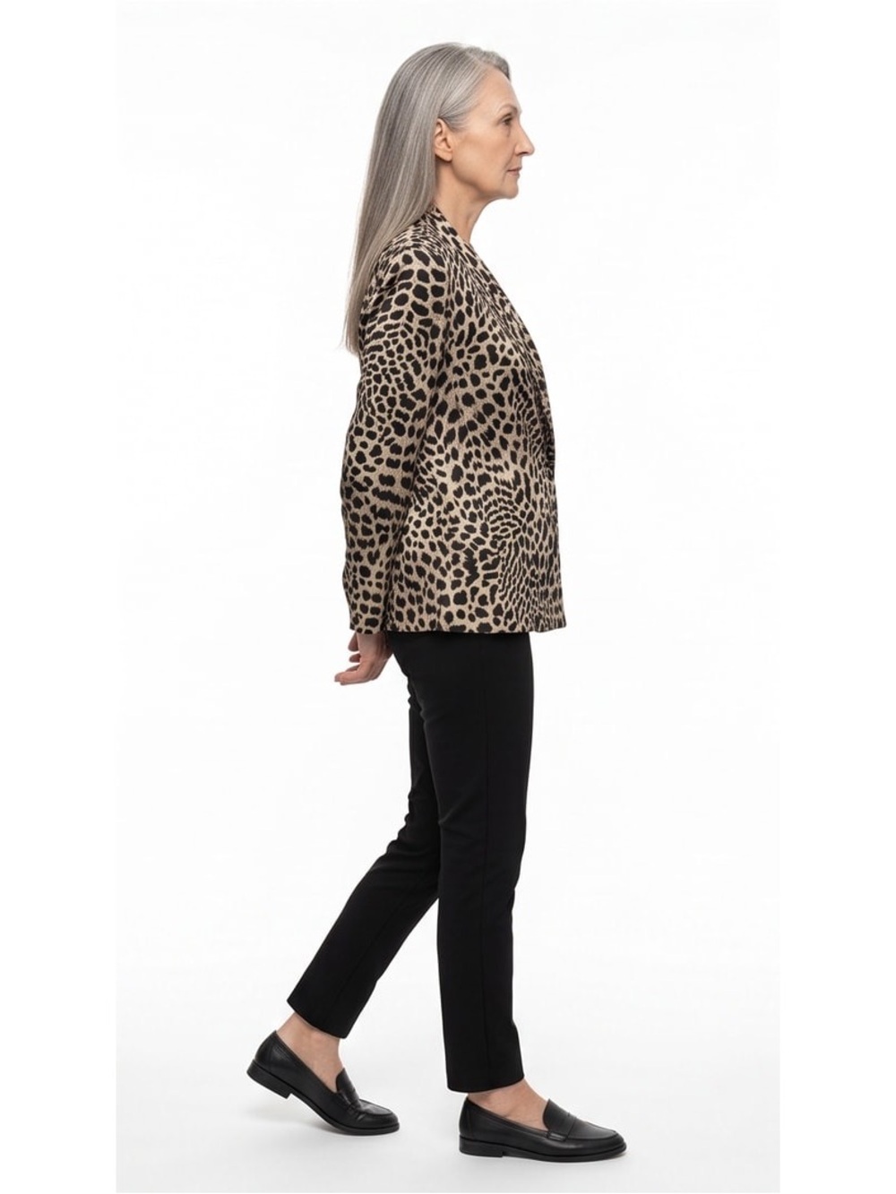 Vintage Carlisle Leopard-Print 100% Silk Blouse or Jacket Black & Gray Sz 8 - Picture 2 of 11